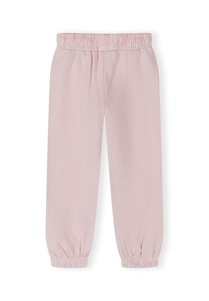 Light pink girls' joggers with elasticated waistband and cuffs, back view.