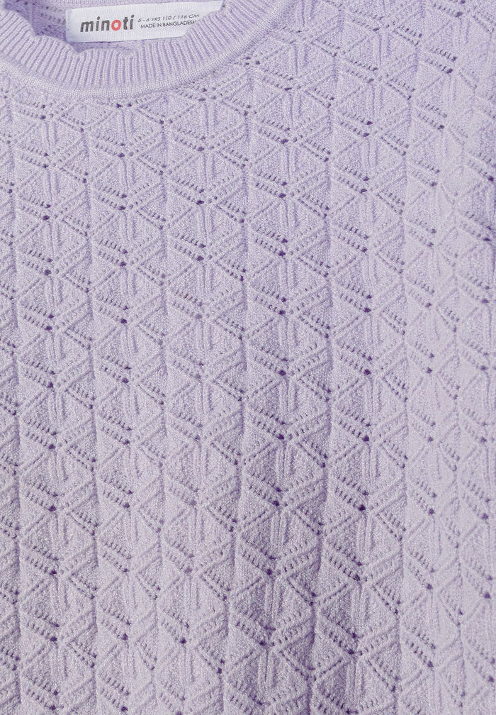 Diamond Pointelle Jumper, Lilac, Crew Neck - 4