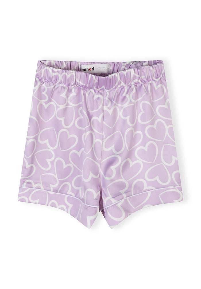 Satin Pyjama Set, Heart Print, Lilac - 4