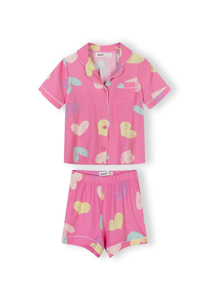 Short Sleeve Pyjama Set 2-Pack, Hearts, Pink Purple - 2