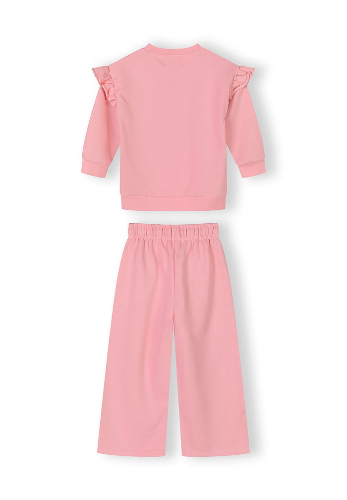 Frill Sleeve Tracksuit Set, Cherry Print, Pink - 3