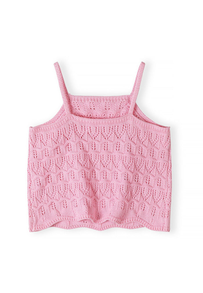 Crochet Two-Piece Set, Pink, Strappy Top & Shorts - 3