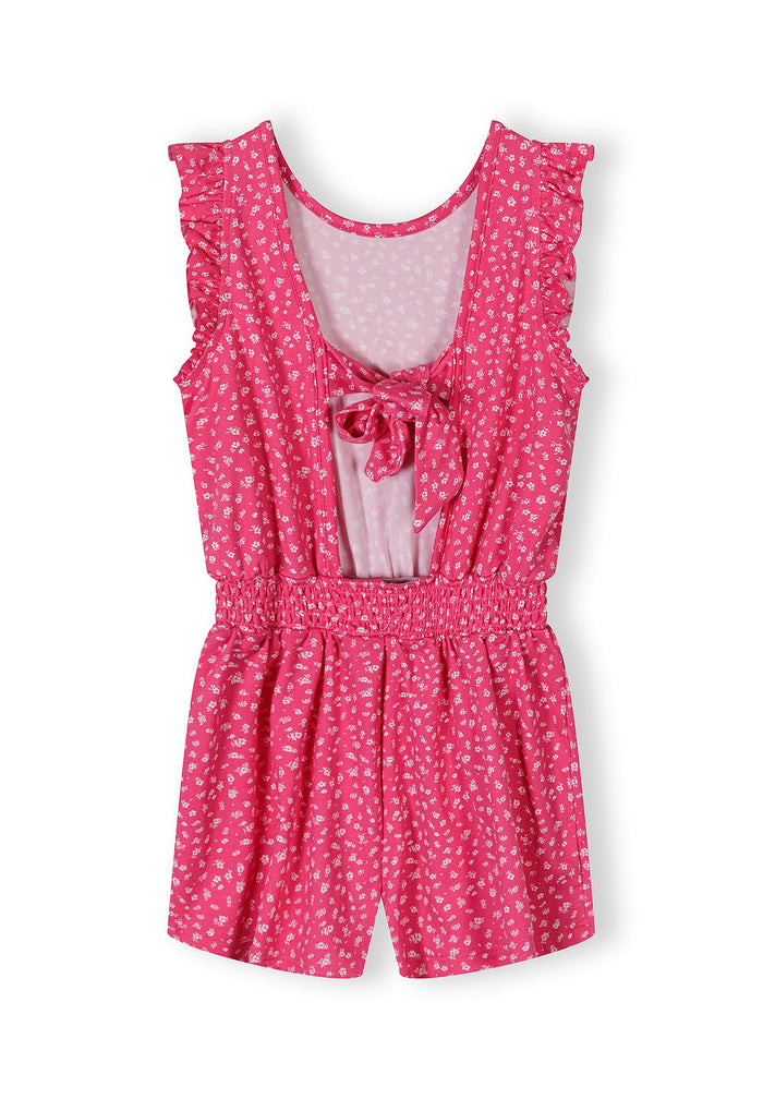 Floral Playsuit Pink Ruffle Sleeves Shorts - 2