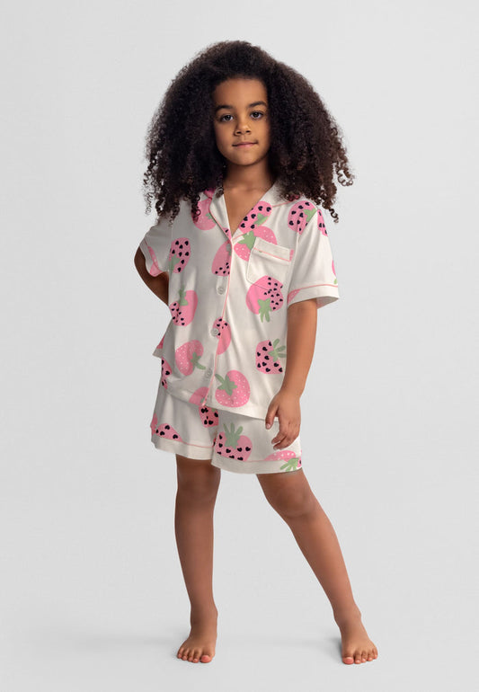 Pyjama Sets 2-Pack, Strawberry Print, Pink Cream - 1