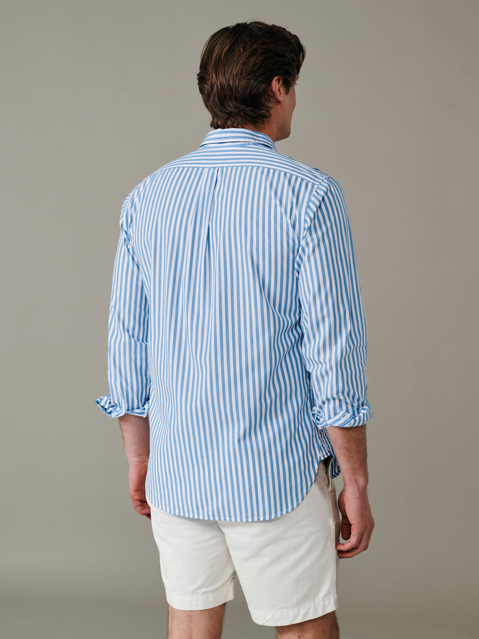 Aubin Ultra Marine Stripe Gladstone Poplin Shirt | Poplin Shirt