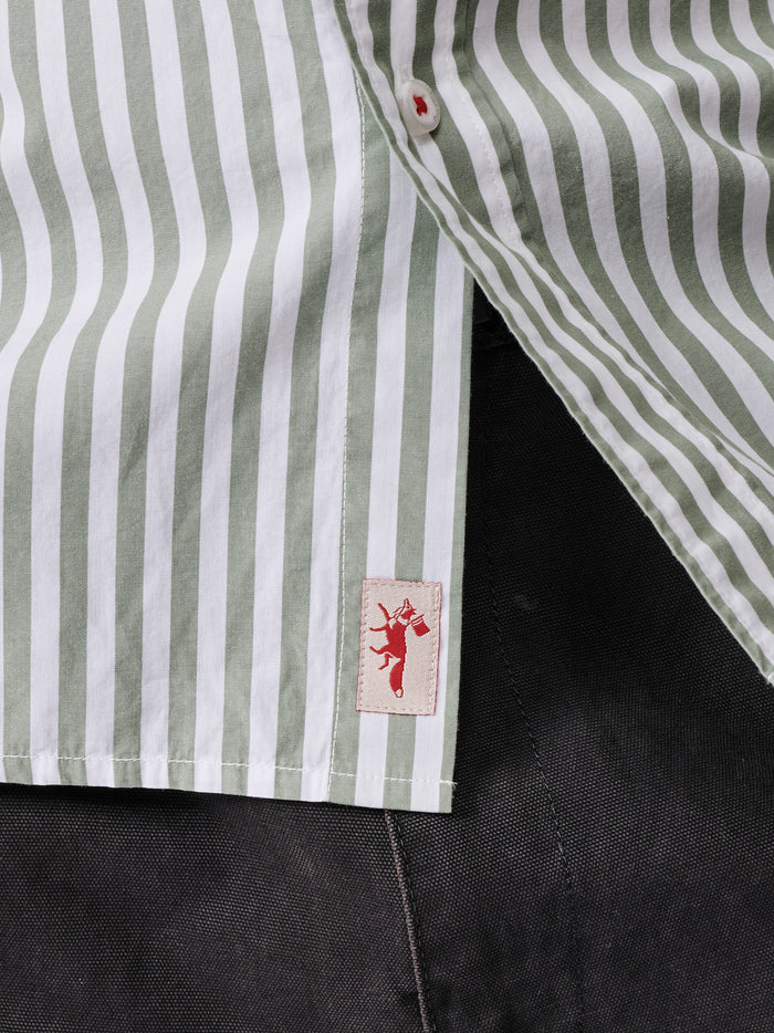 Aubin Thick Khaki Stripe Gladstone Poplin Shirt | Poplin Shirt
