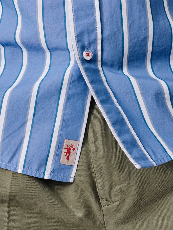 Aubin Blue Variegated Stripe Gladstone Poplin Shirt | Poplin Shirt
