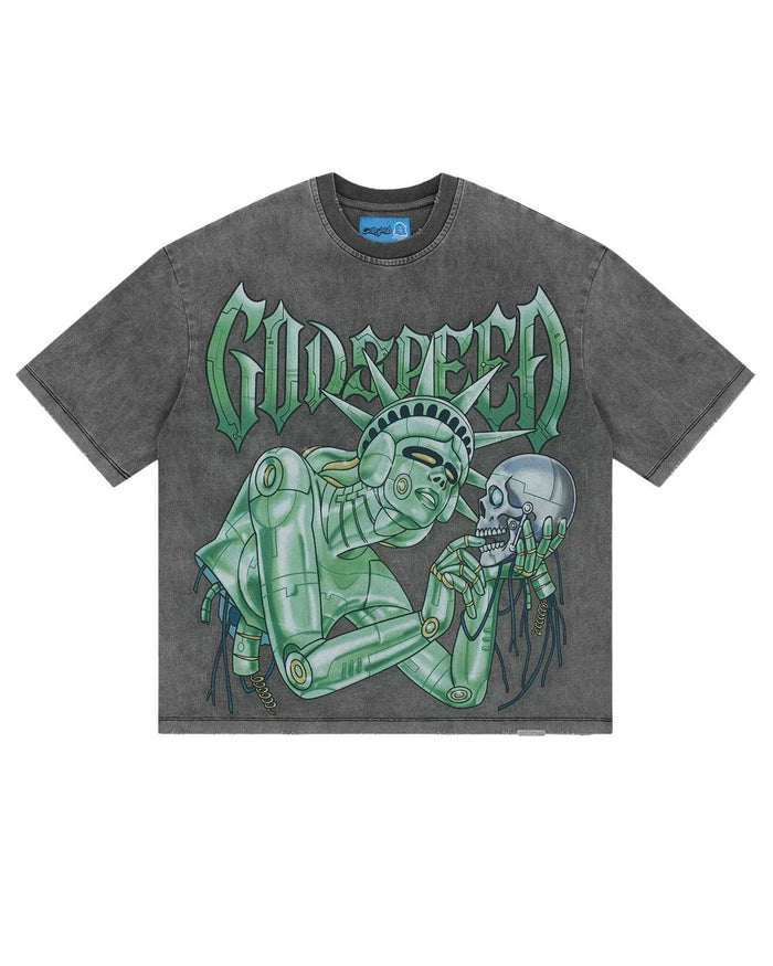 Godspeed- Freedoms Protocol Tee - Grey Wash - Clique Apparel