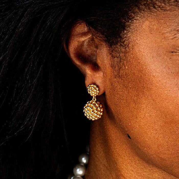 Gold Berry Double Drop Earrings