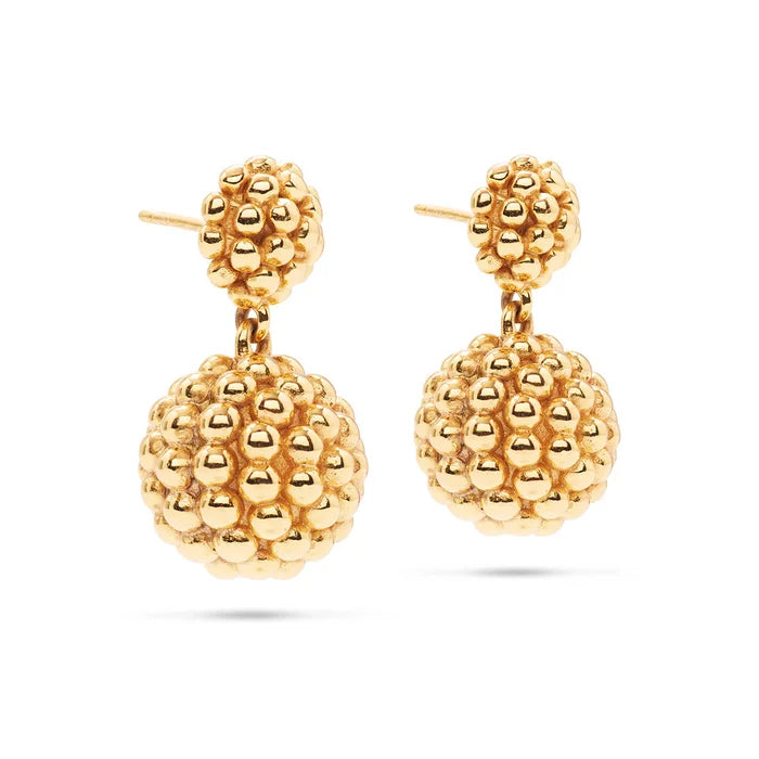 Gold Berry Double Drop Earrings