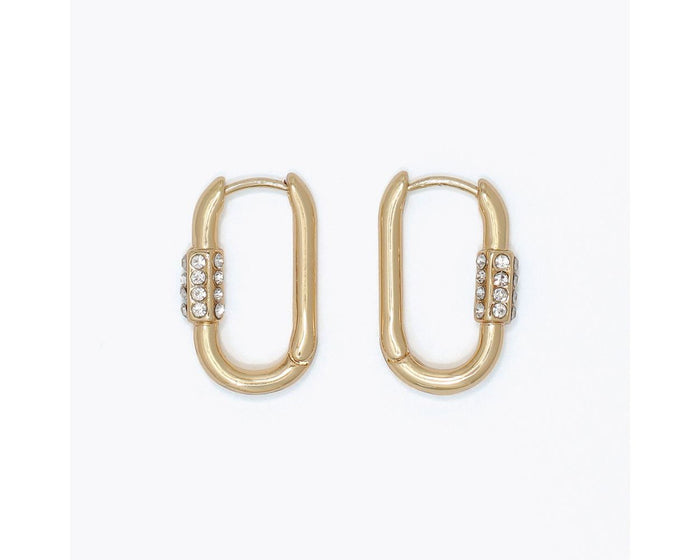 Gold Crystal Hoop Earrings