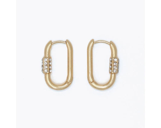 Gold Crystal Hoop Earrings