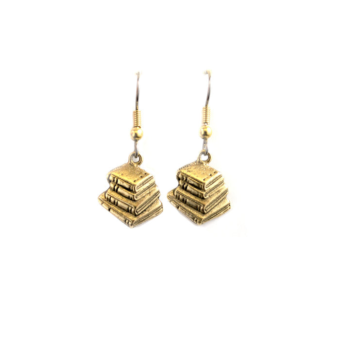 Gold Plated Book Stack Earrings - The New York Public Library Shop