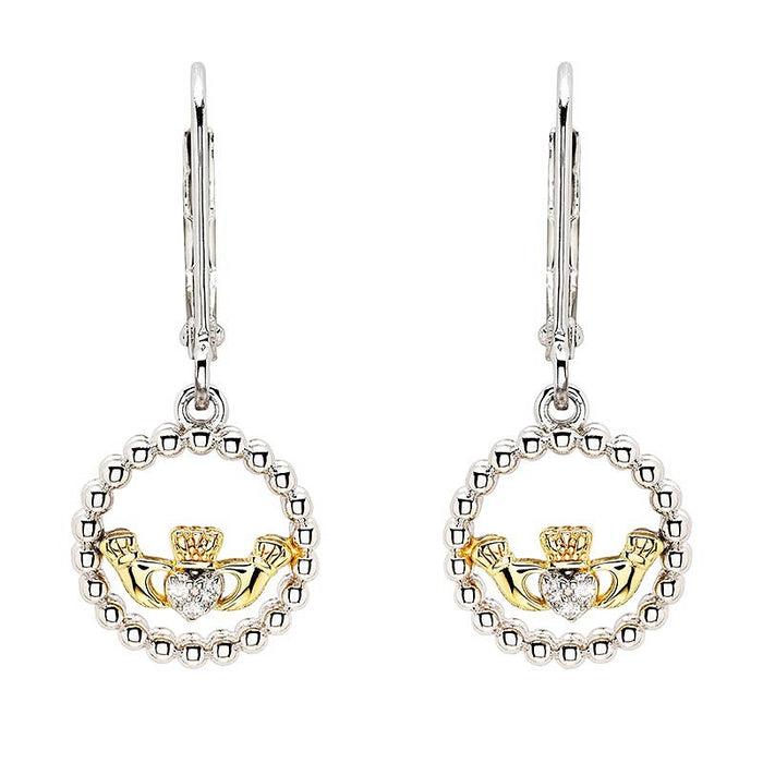 Gold Plated Claddagh Drop Earrings
