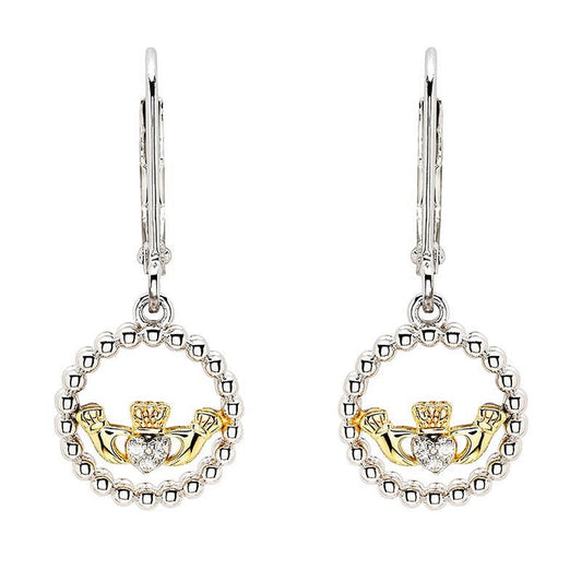 Gold Plated Claddagh Drop Earrings