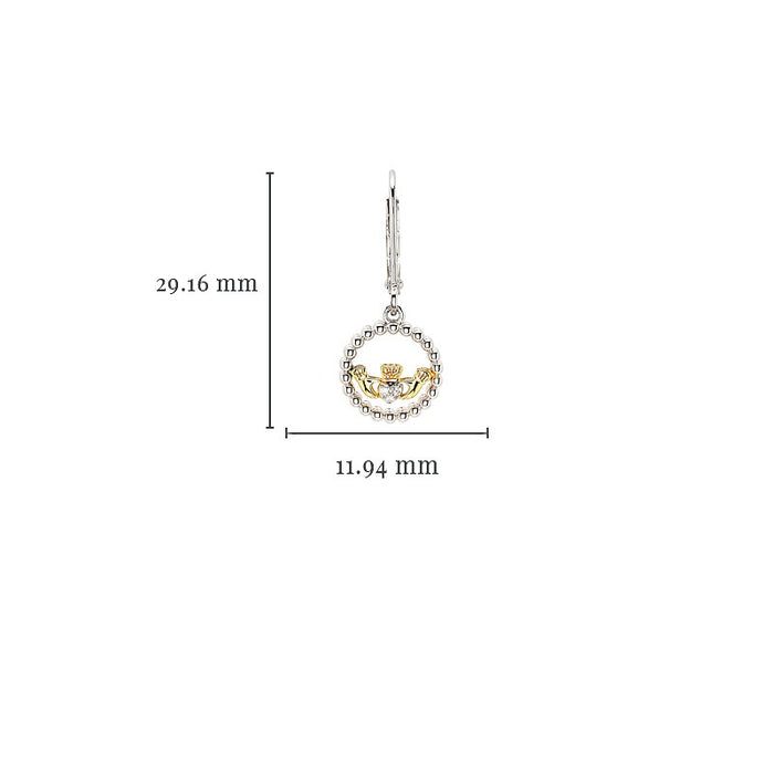 Gold Plated Claddagh Drop Earrings