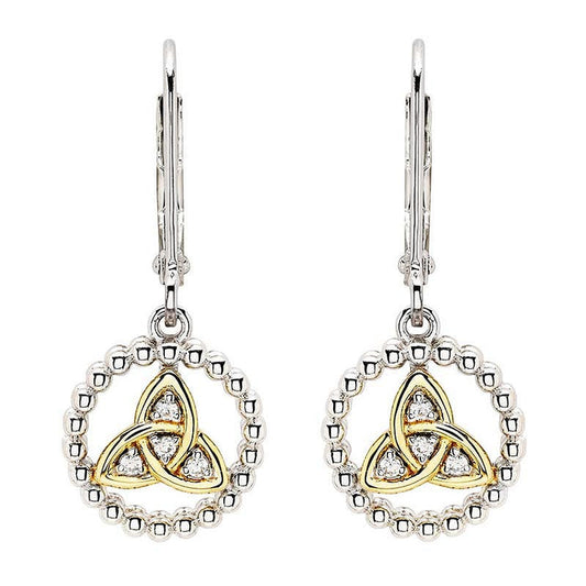 Gold Plated Trinity Knot Drop Earrings