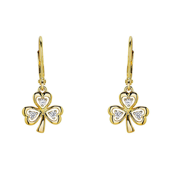 Gold Vermeil Drop Shamrock Earrings