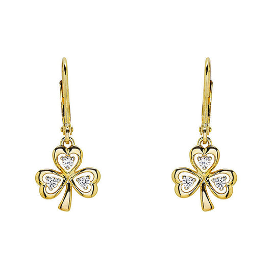 Gold Vermeil Drop Shamrock Earrings