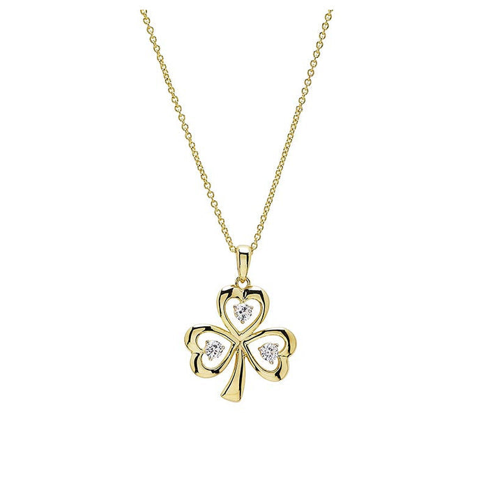 Gold Vermeil Shamrock White Sapphire Necklace