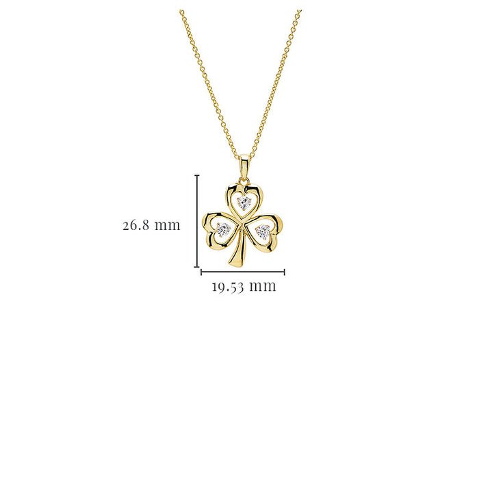Gold Vermeil Shamrock White Sapphire Necklace