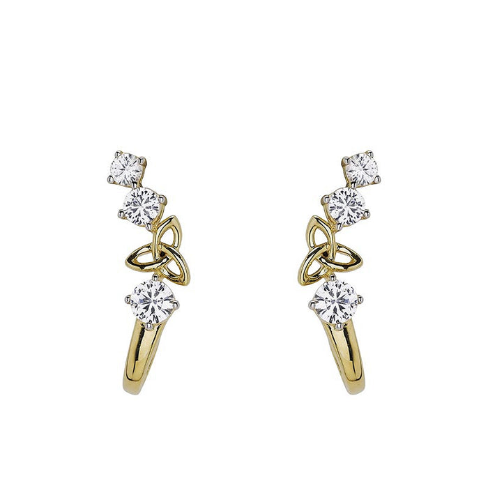 Gold Vermeil Trinity Knot White Sapphire Earrings