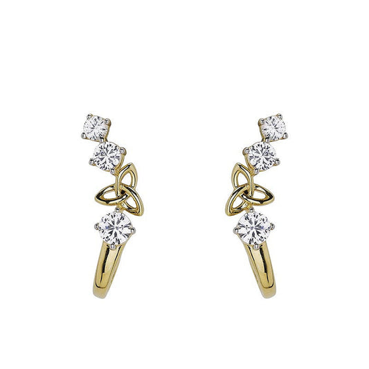 Gold Vermeil Trinity Knot White Sapphire Earrings