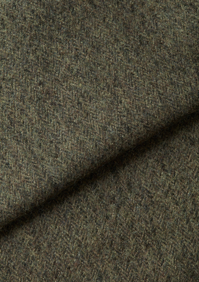 Green Brushed Herringbone Wool Gilet, Gilet - SIRPLUS