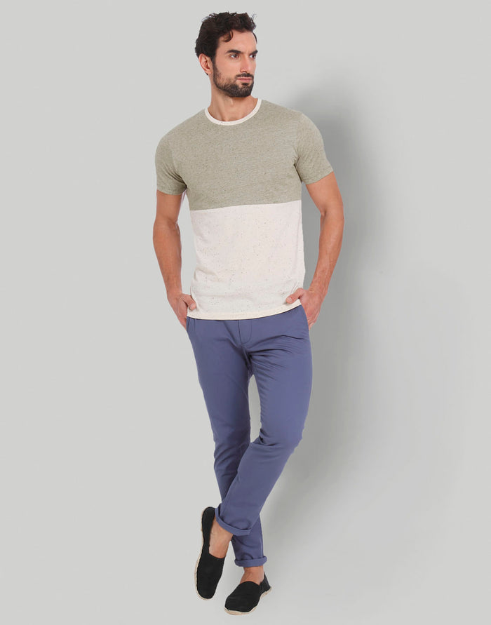 Green Colourblocked Crew Neck T-Shirt
