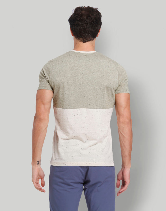 Green Colourblocked Crew Neck T-Shirt