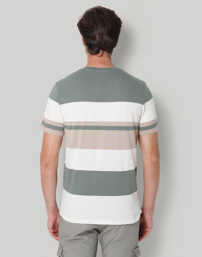 Green Colourblocked Crew Neck T-Shirt