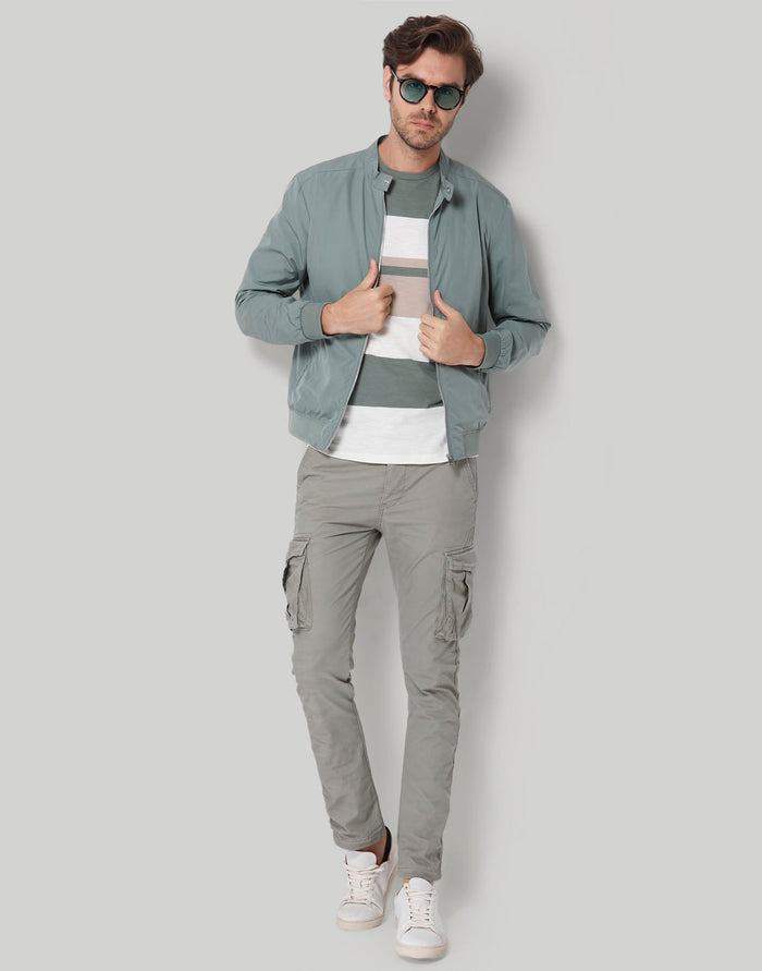 Green Colourblocked Crew Neck T-Shirt