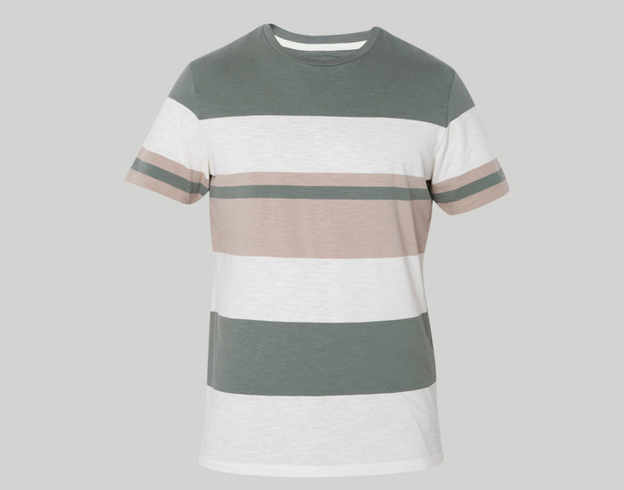 Green Colourblocked Crew Neck T-Shirt