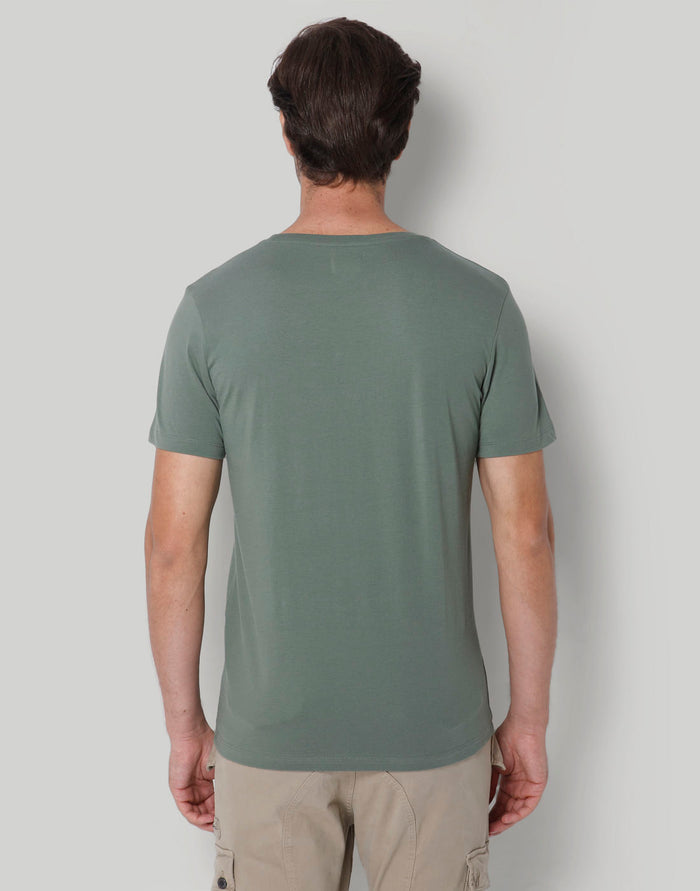 Green Printed Crew Neck T-Shirt