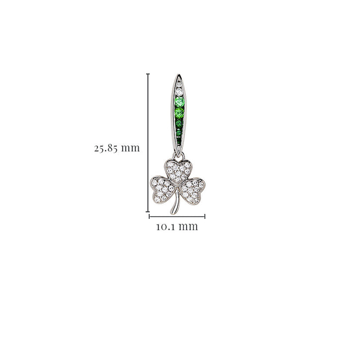 Green & White CZ Shamrock Earrings
