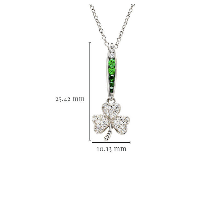 Green & White CZ Shamrock Necklace