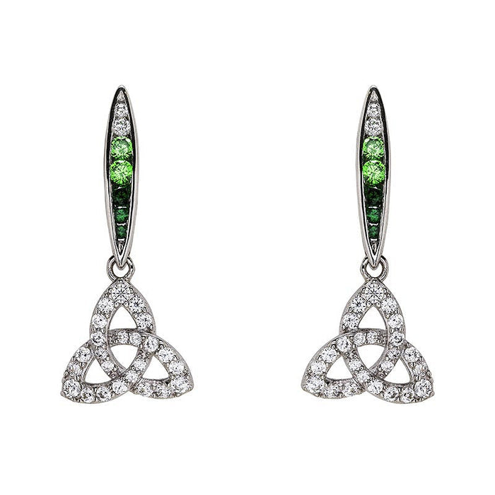 Green & White CZ Trinity Earrings