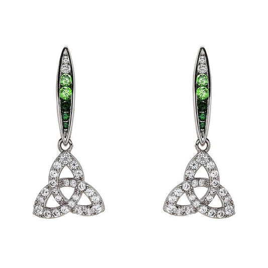 Green & White CZ Trinity Earrings