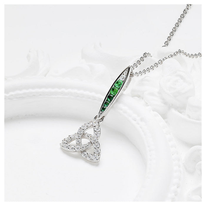 Green & White CZ Trinity Necklace