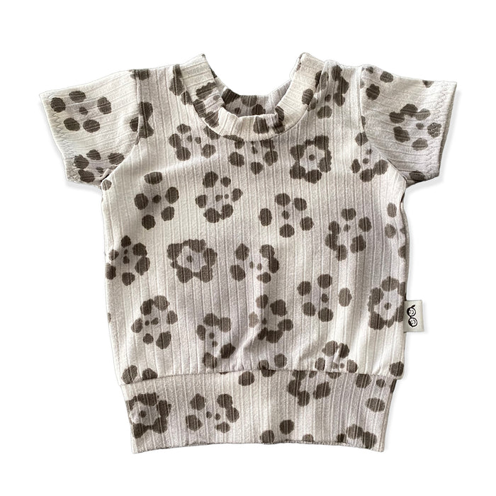 Grey Cheetah Flowers Ribbed Summer Lounge Set