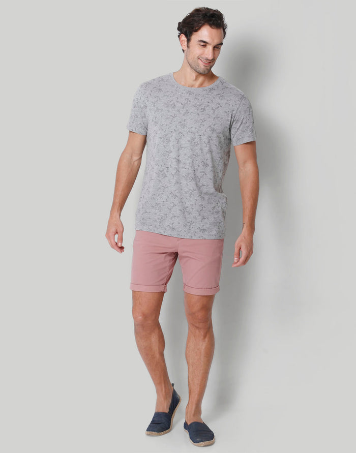 Grey Floral Print Crew Neck T-Shirt