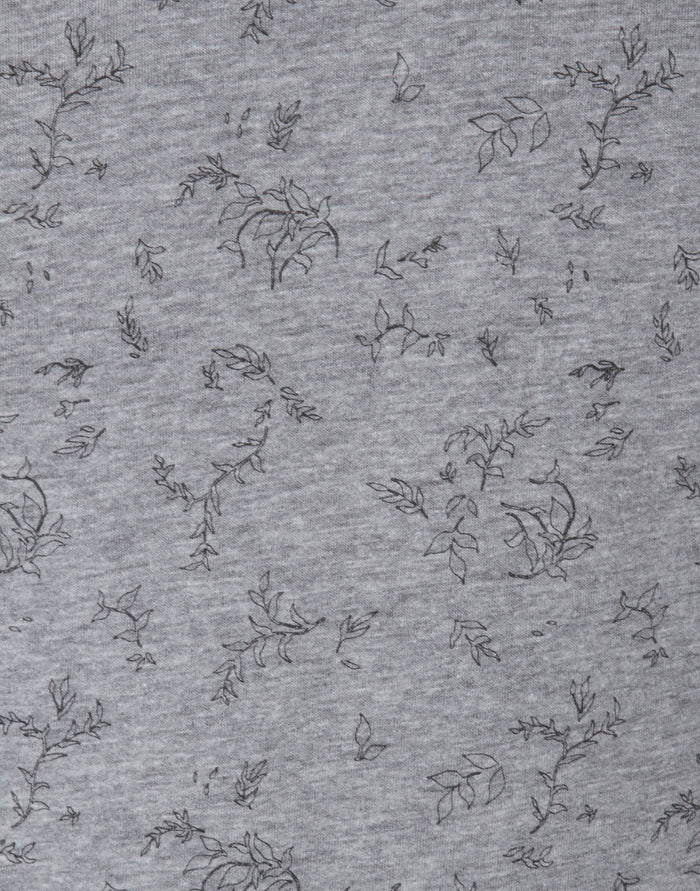 Grey Floral Print Crew Neck T-Shirt