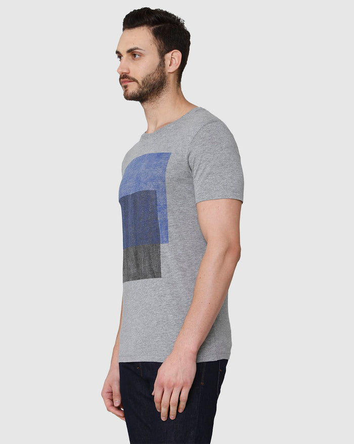 Grey Printed Crew Neck T-Shirt