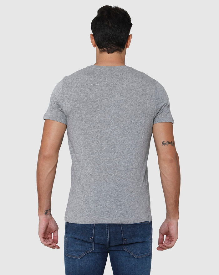 Grey Printed Crew Neck T-Shirt