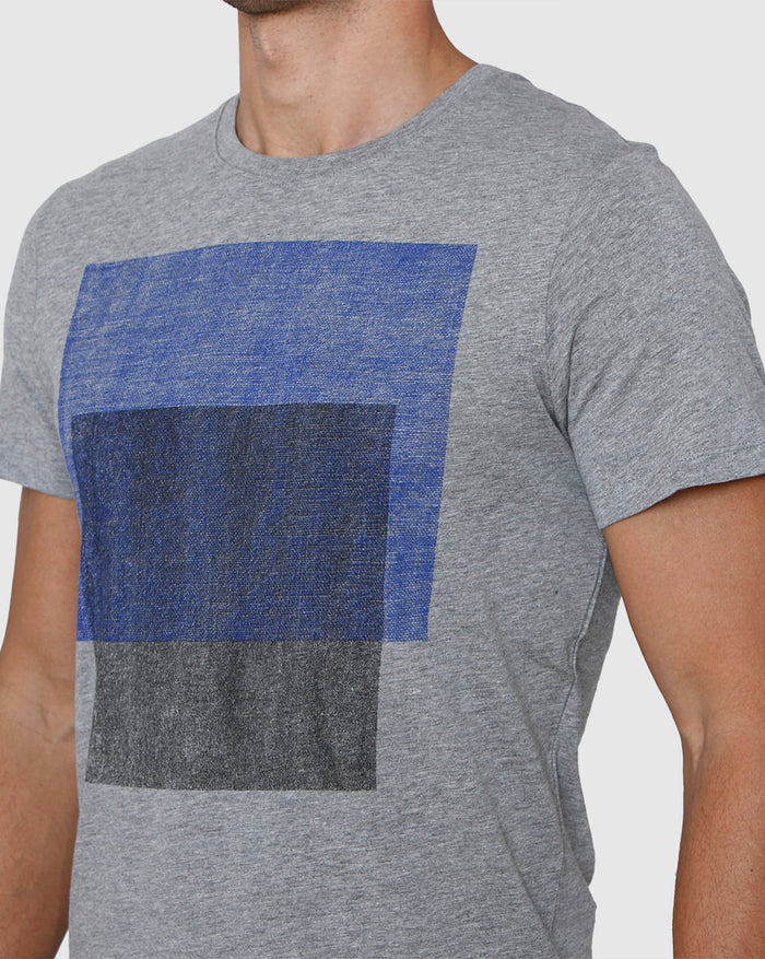 Grey Printed Crew Neck T-Shirt