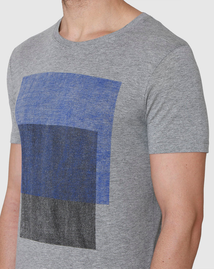 Grey Printed Crew Neck T-Shirt