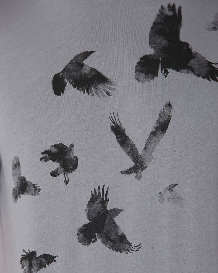 Grey Printed Crew Neck T-Shirt