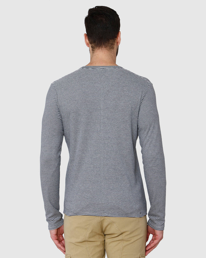 Grey Striped Crew Neck T-Shirt