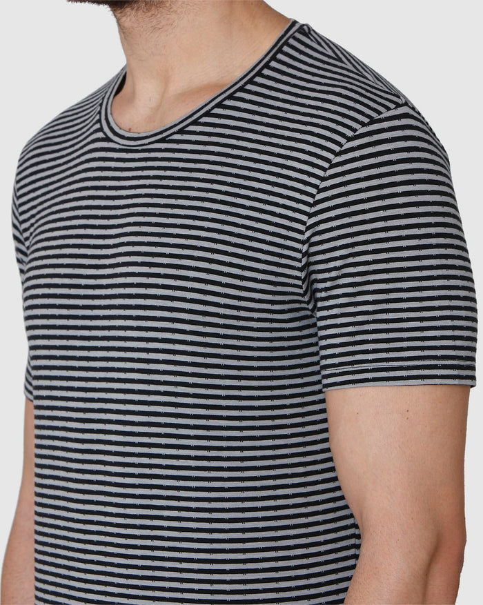 Grey Striped Crew Neck T-Shirt