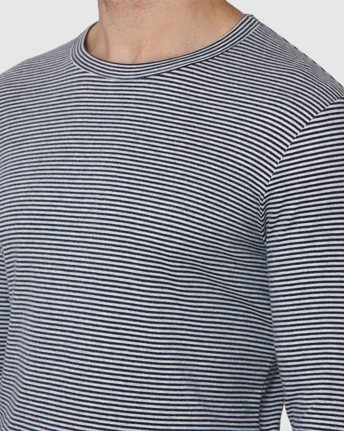 Grey Striped Crew Neck T-Shirt